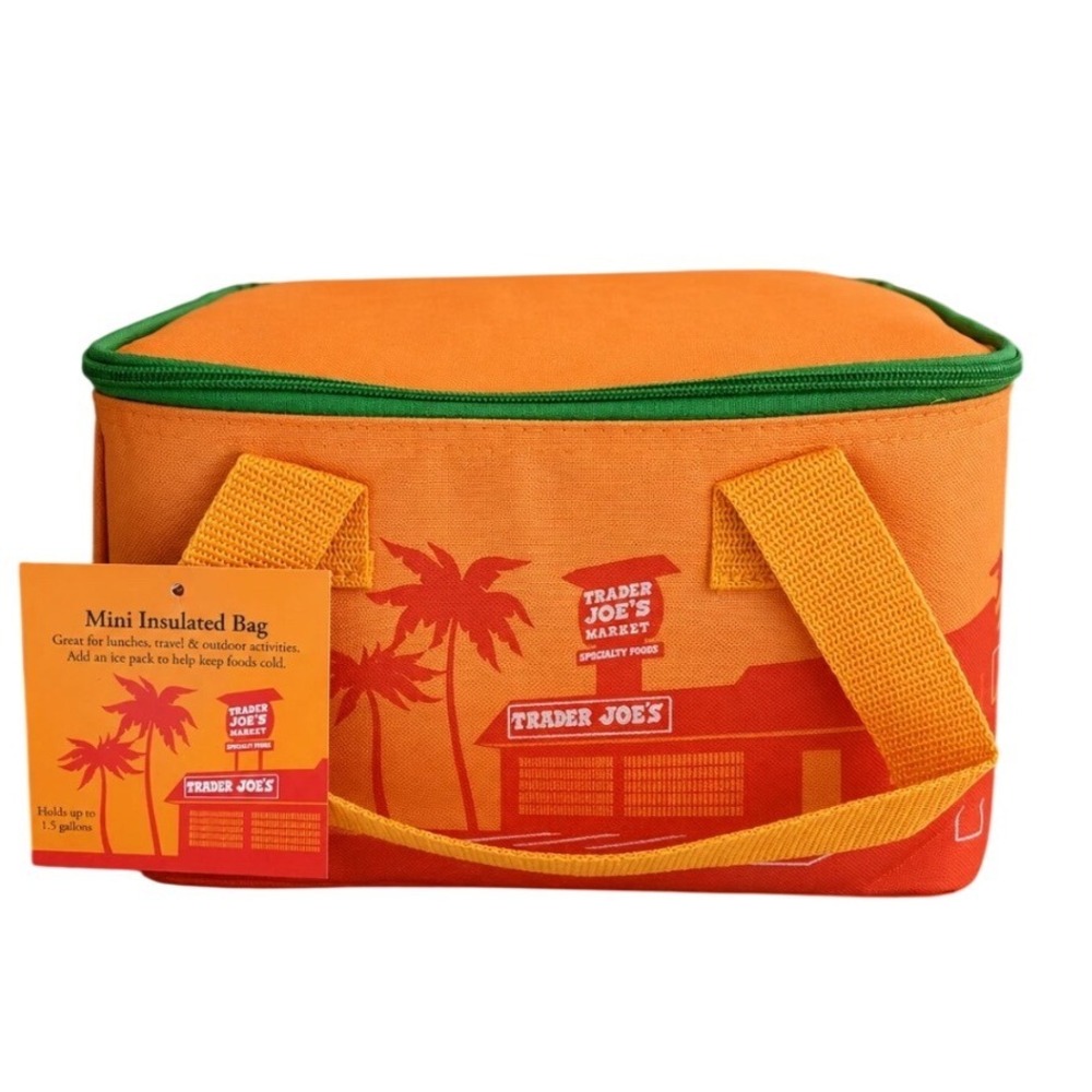 Trader Joe's Mini Insulated Bag Orange Pink Sunset Tropical 1.5 Gallon Cooler